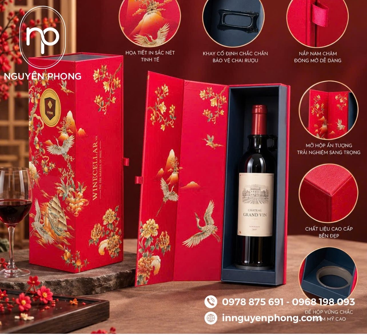 Hộp nam châm đựng rượu sang trọng 